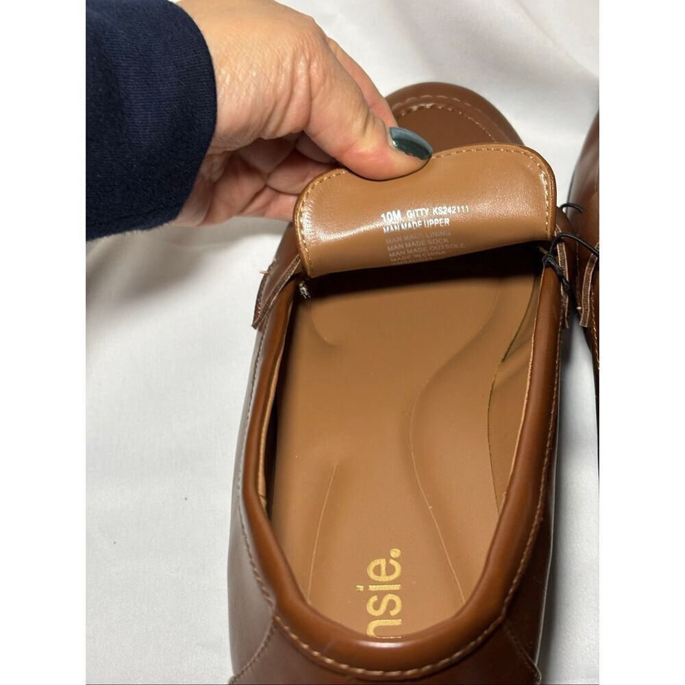 Kensie Penny Loafer Gitty Slip-on Driver Shoes Faux Smooth Leather Cognac - Picture 7 of 11